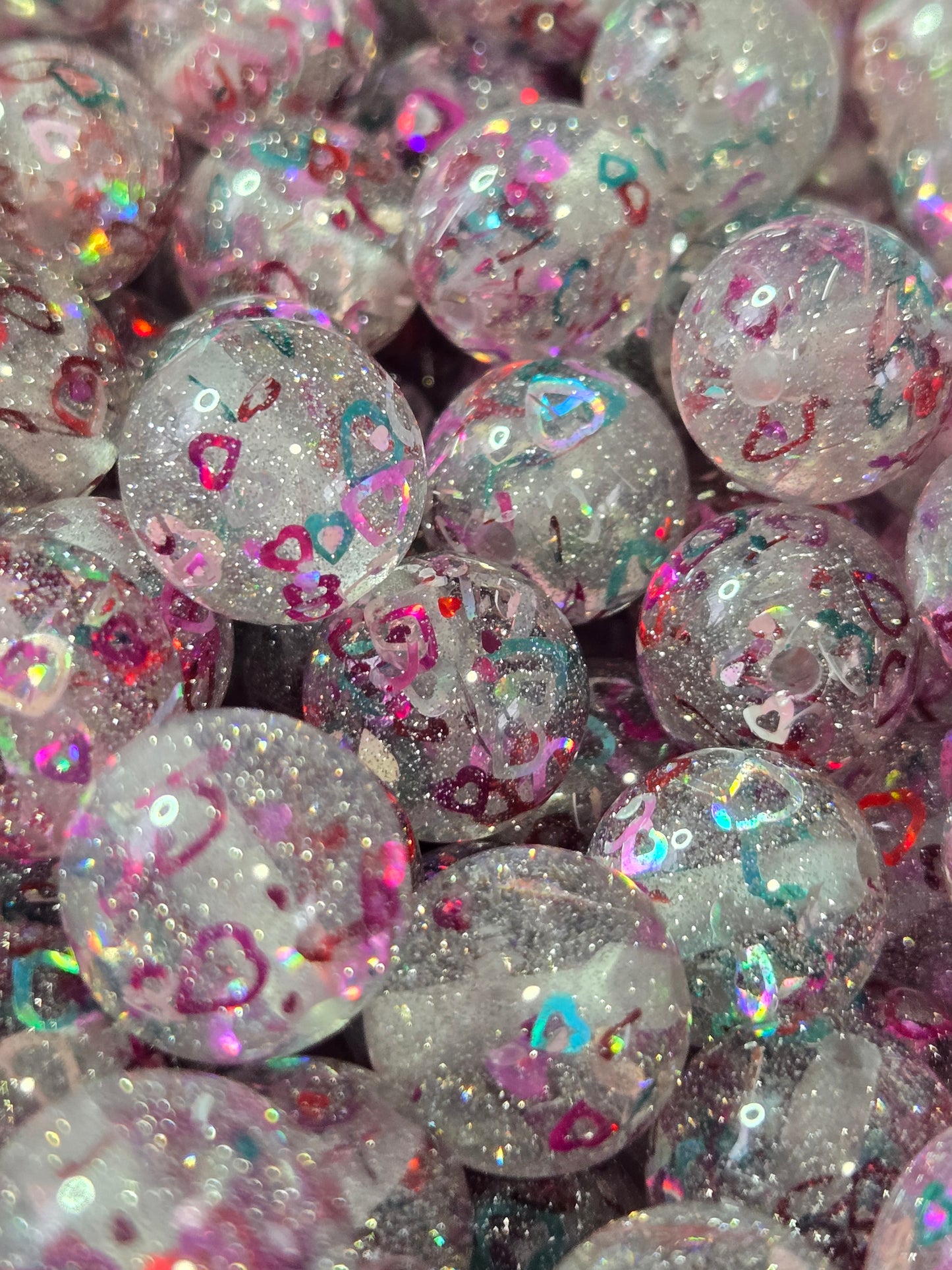Confetti Sparkle Heart Beads
