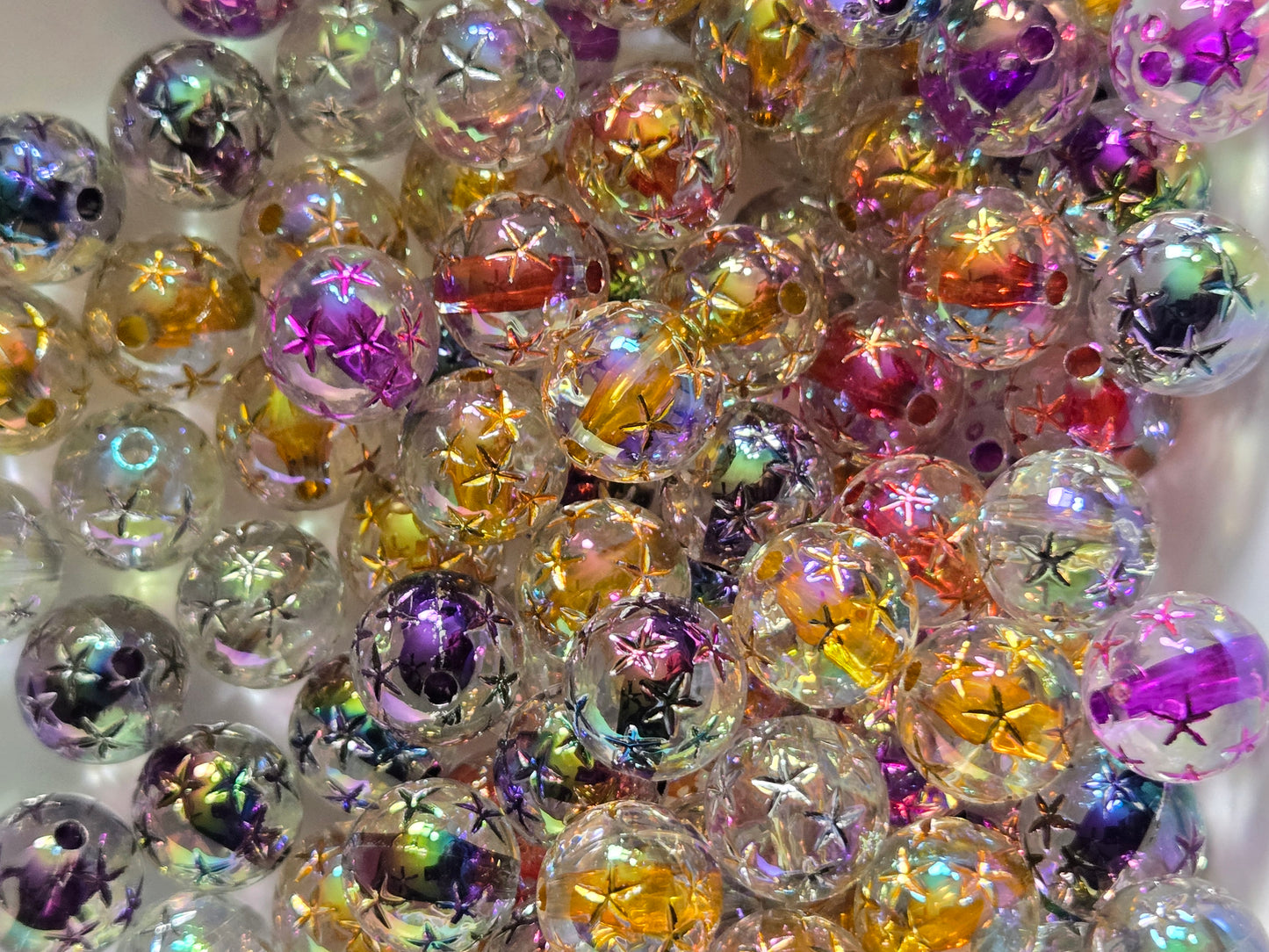 16mm UV Coated Clear Star Beads