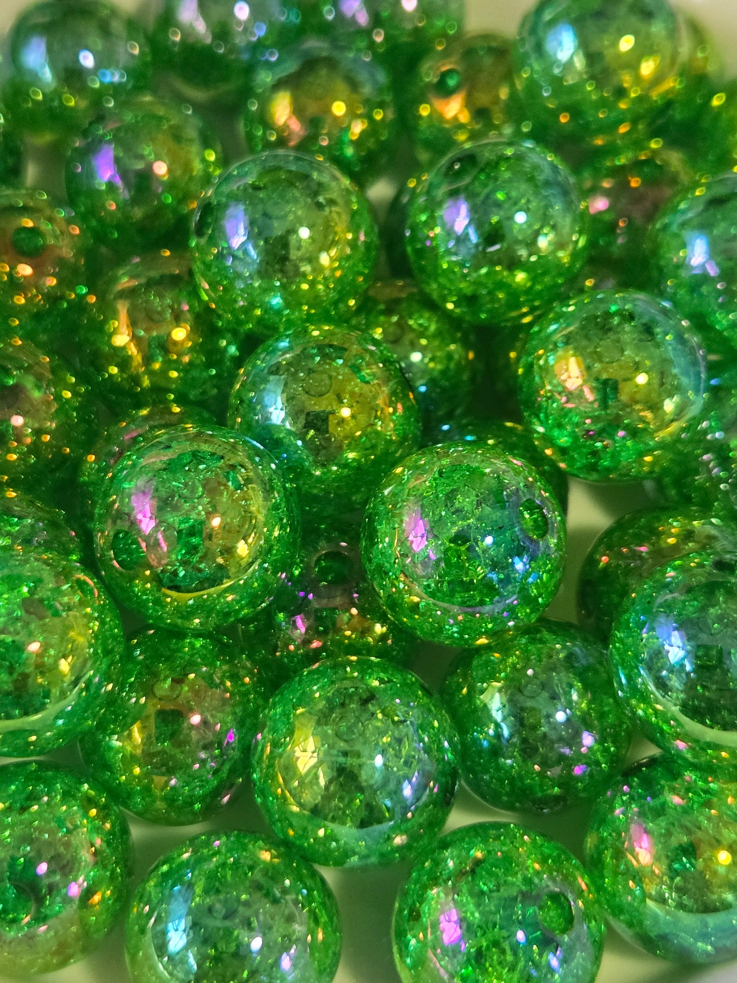 Dark Green Crackle Beads