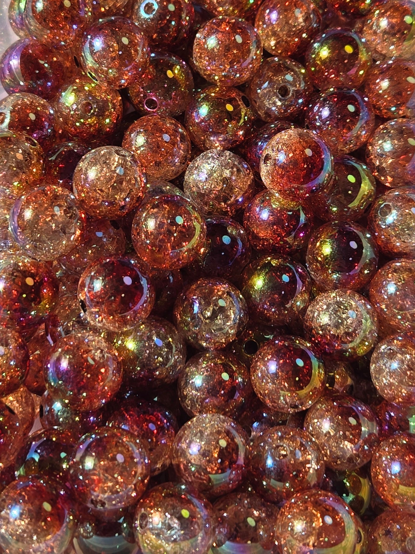 Half Brown Crackle Half Brown Galaxy Bead