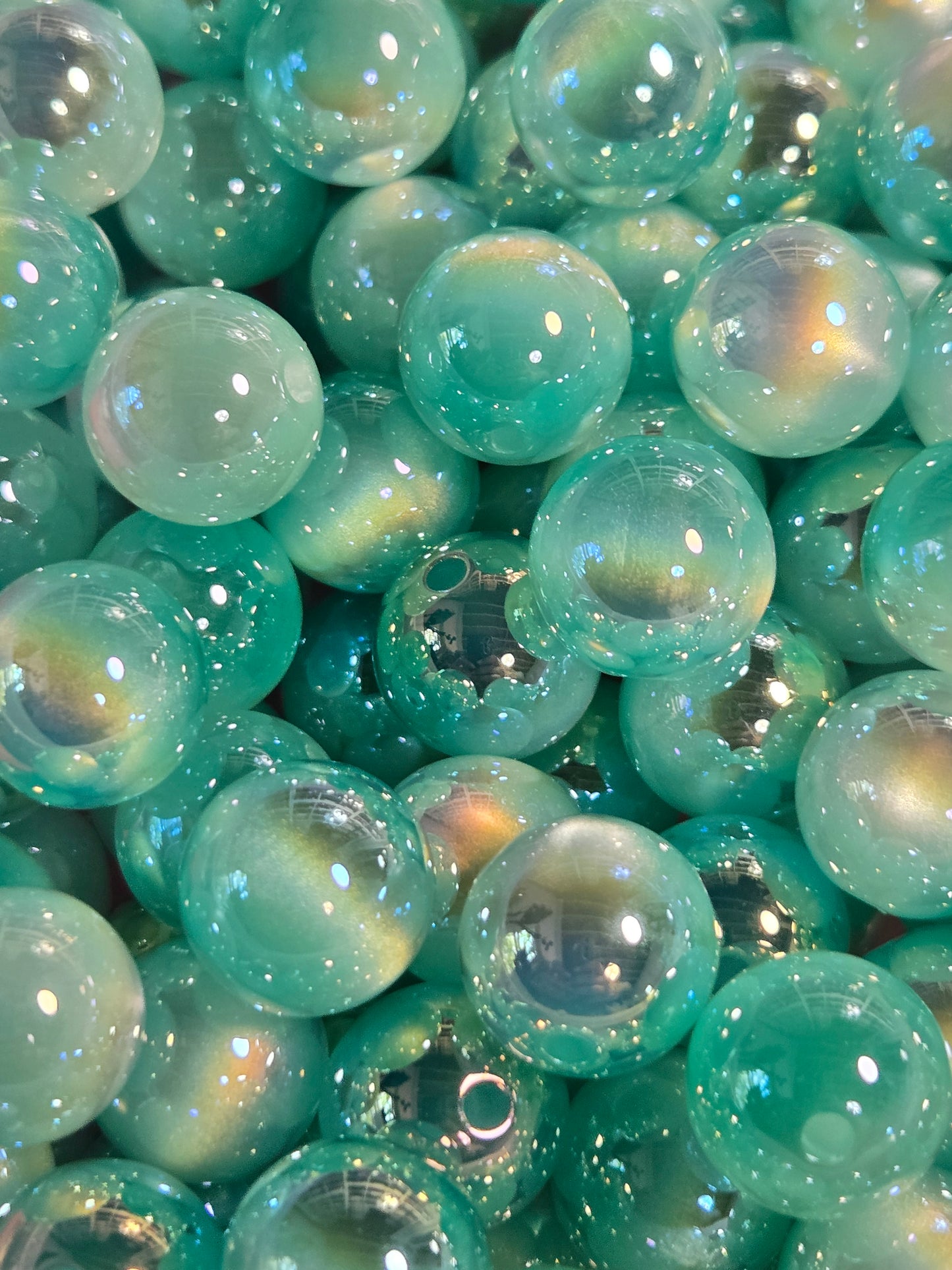 Teal AB Coted Cat Eye Beads
