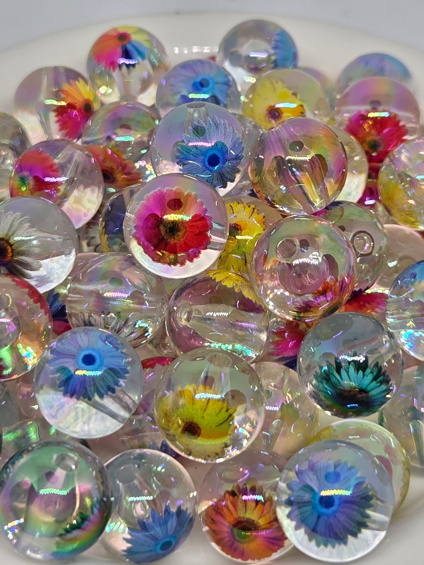 UV Coated Flower Beads