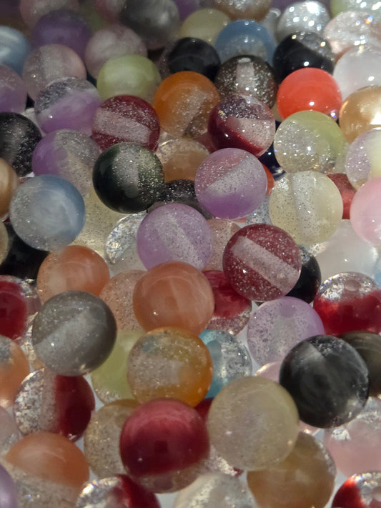 12mm Half Sparkle Half Cat Eye