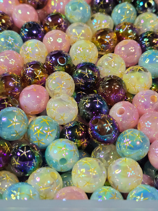 12mm Glossy AB Star Beads