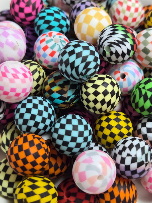 Checkered Silicone Beads