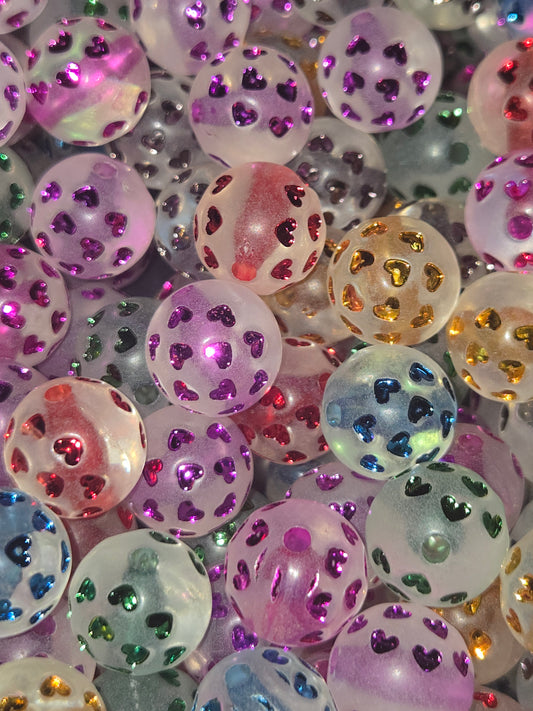 Frosted Heart Beads