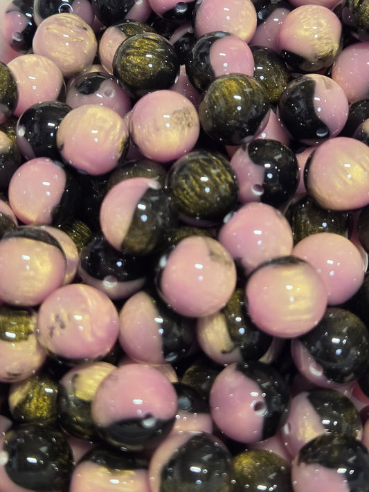 Pink & Black Cat Eye Bead