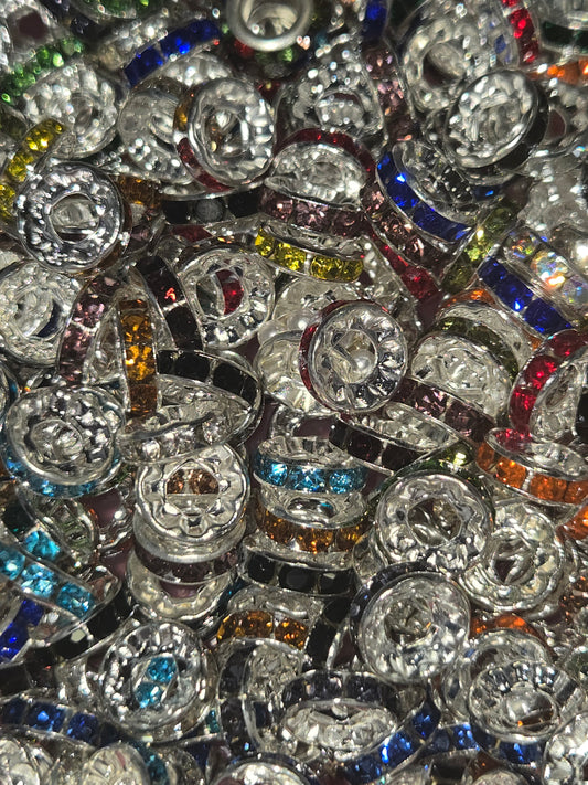 Wide Whole Mixed Color Spacer Beads (10mm)