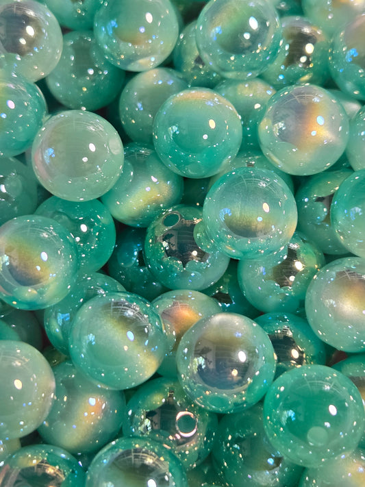 Teal AB Coted Cat Eye Beads